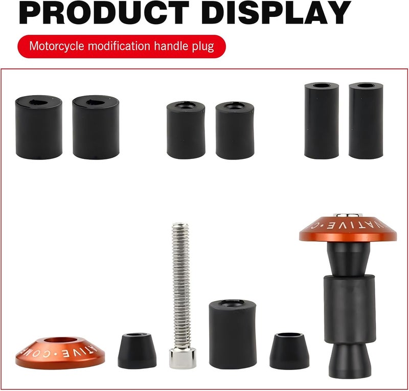 pinflaw Pack of 2 Motorcycle Handle Plug Accessories, Handlebar Grip Plugs, 7/8" Modified Handlebar Plug, Universal for Motorcycles (Black) - Image 2